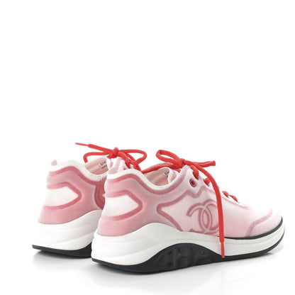 Chanel Lycra Fabric CC Sneakers 42 White Red 4 of 10