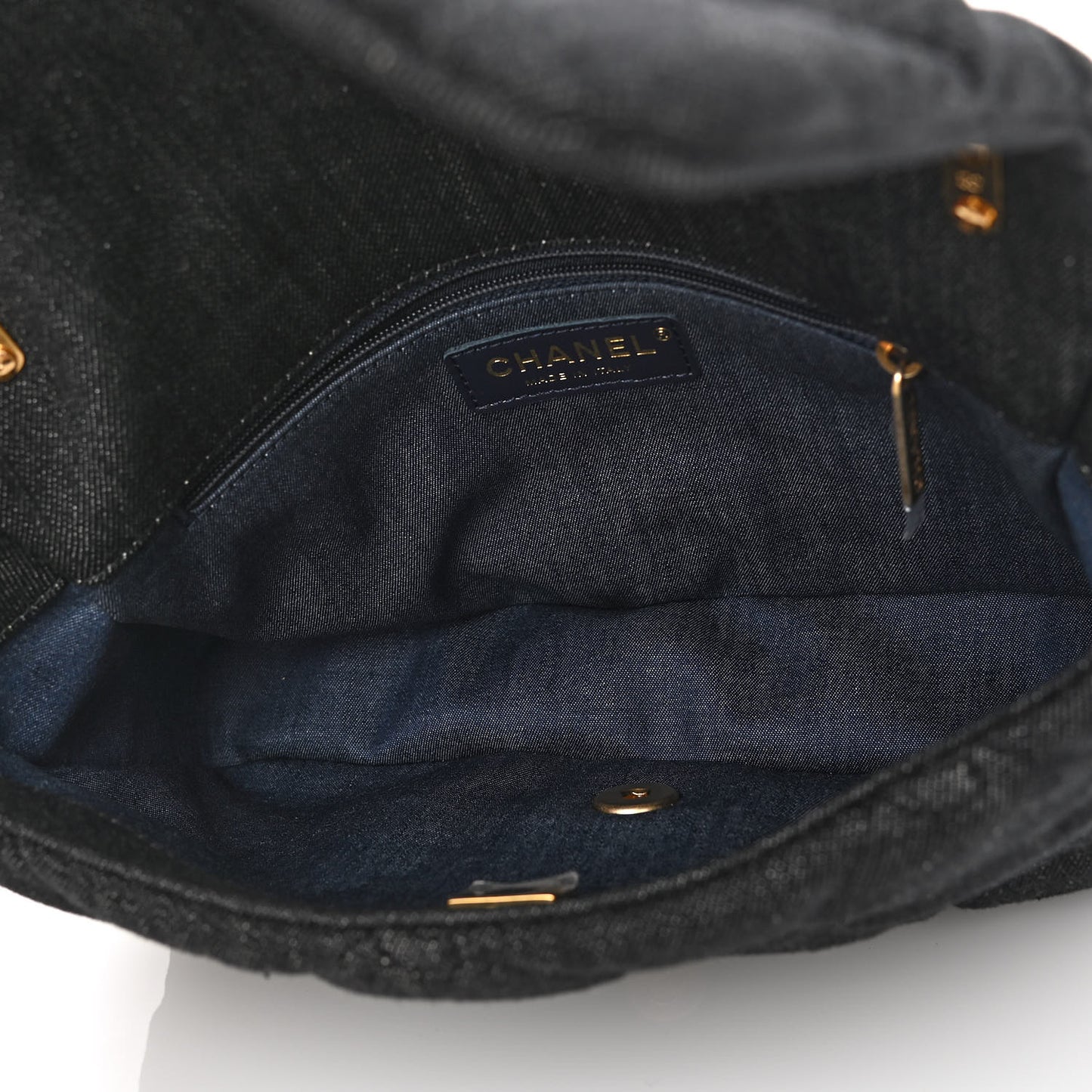 Denim Quilted Medium Funky Town Flap Black