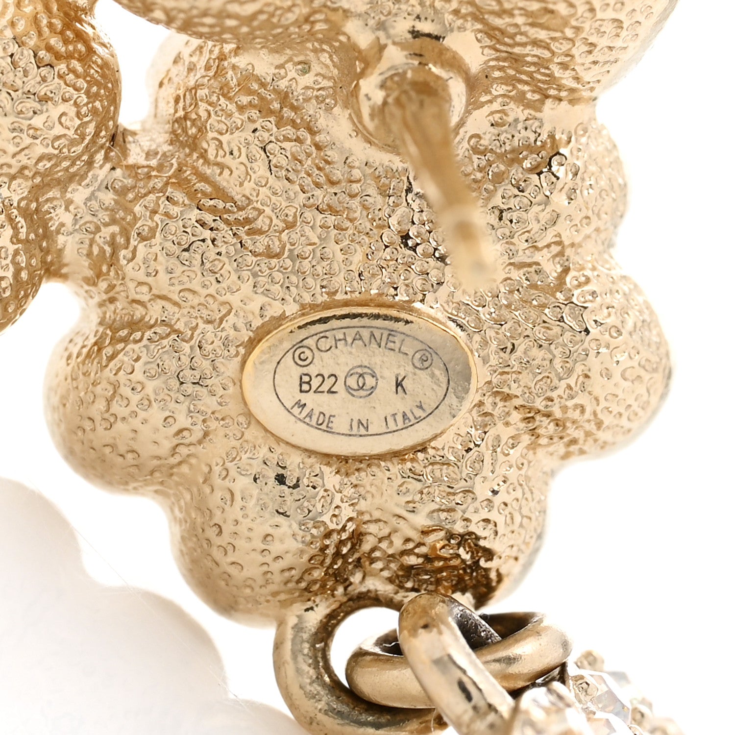 Chanel Pearl Crystal Drop CC Earrings Gold White 3 of 4