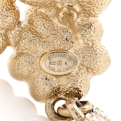 Chanel Pearl Crystal Drop CC Earrings Gold White 3 of 4