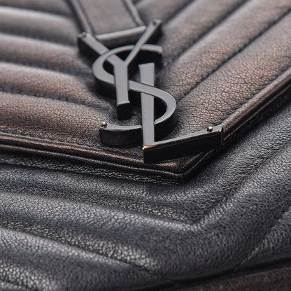 Saint Laurent Sheepskin Matelasse Chevron Monogram Monochrome Medium College Bag Black 11 of 11