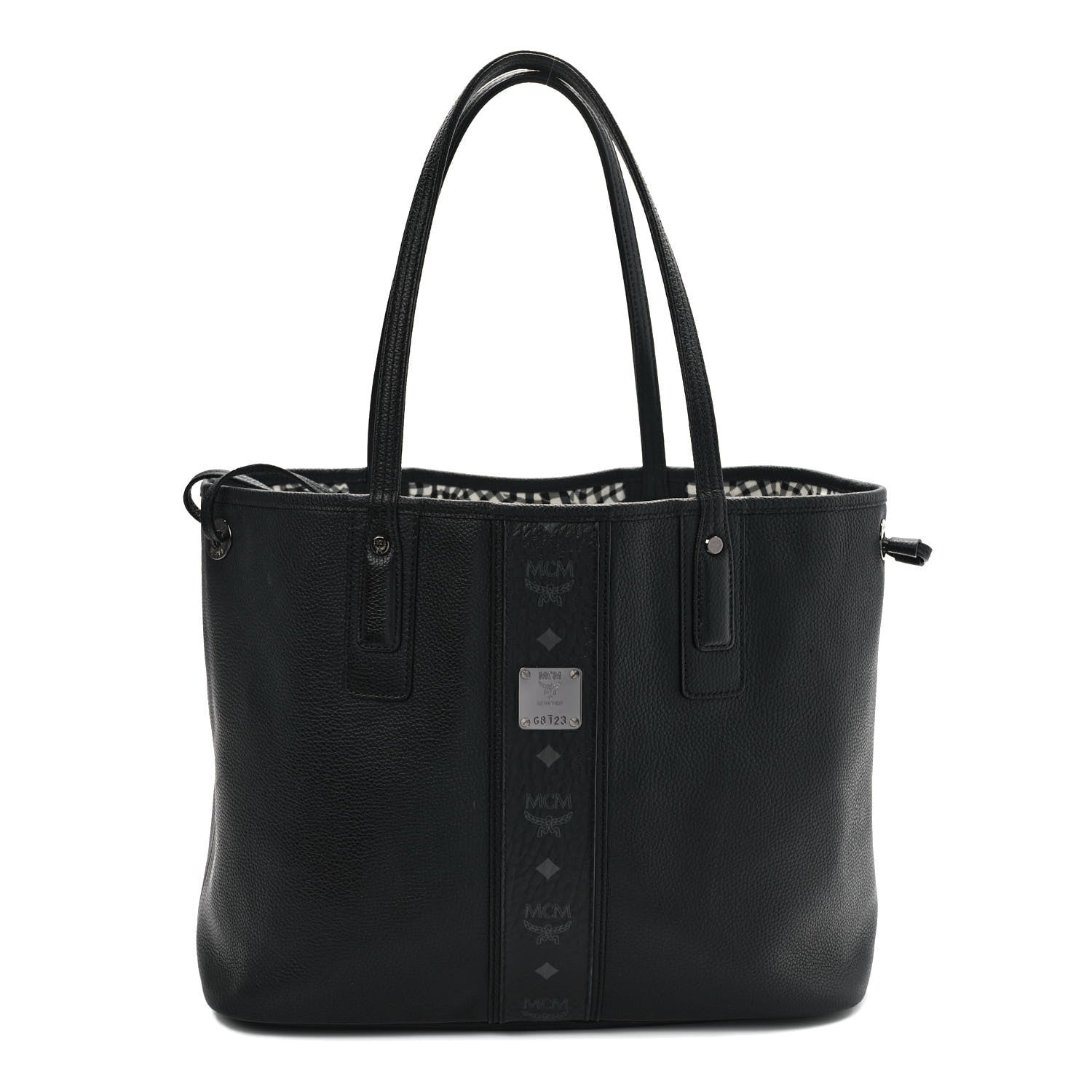 MCM Grained Calfskin Visetos Medium Liz Reversible Shopper Tote Black 1 of 19