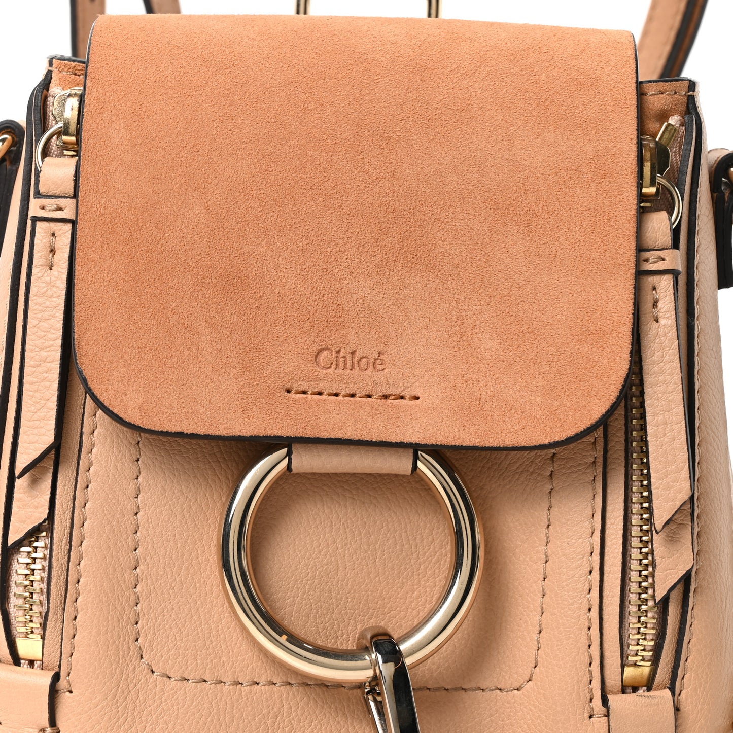 Suede Calfskin Mini Faye Backpack Blush Nude
