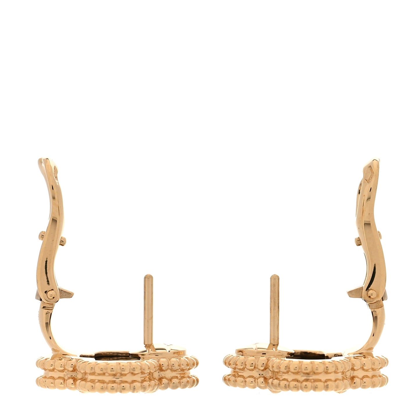 18K Yellow Gold Black Onyx Vintage Alhambra Earrings