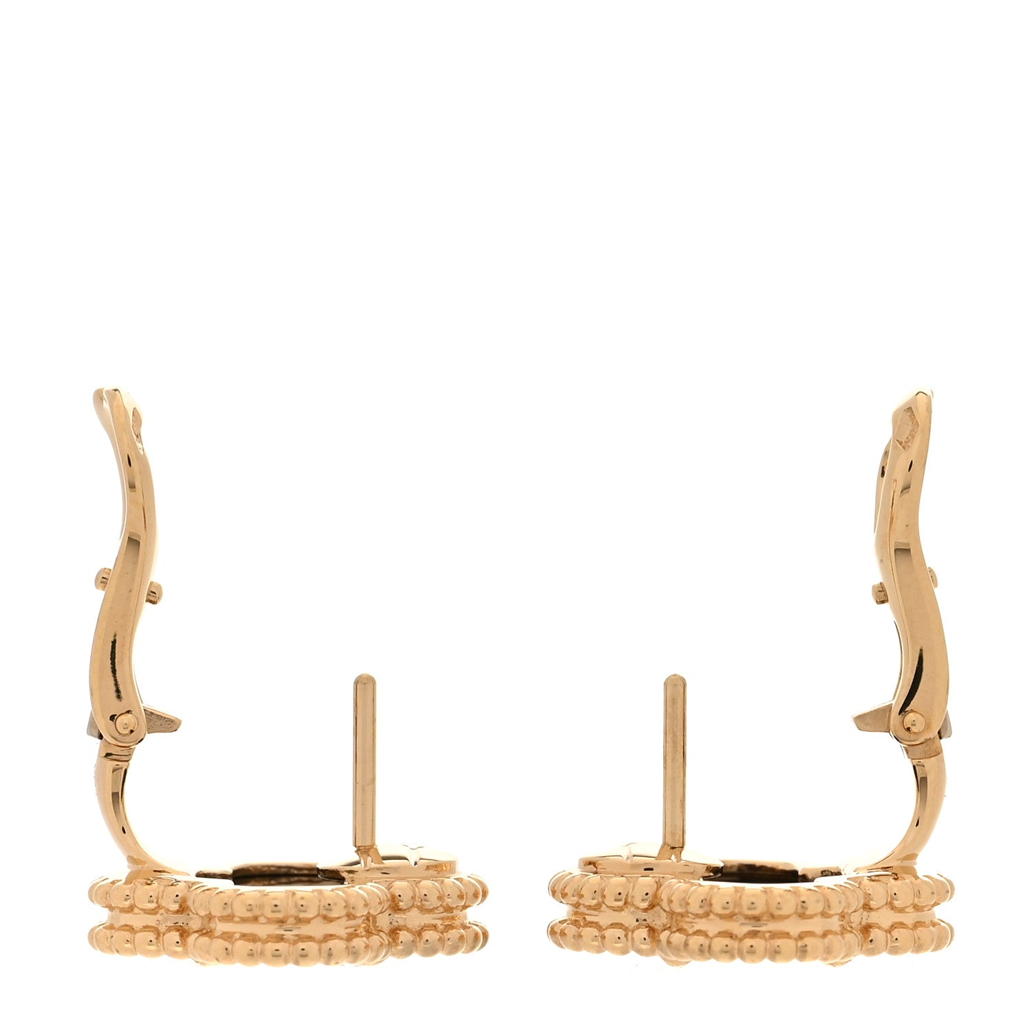 Van Cleef & Arpels 18K Yellow Gold Black Onyx Vintage Alhambra Earrings 3 of 5