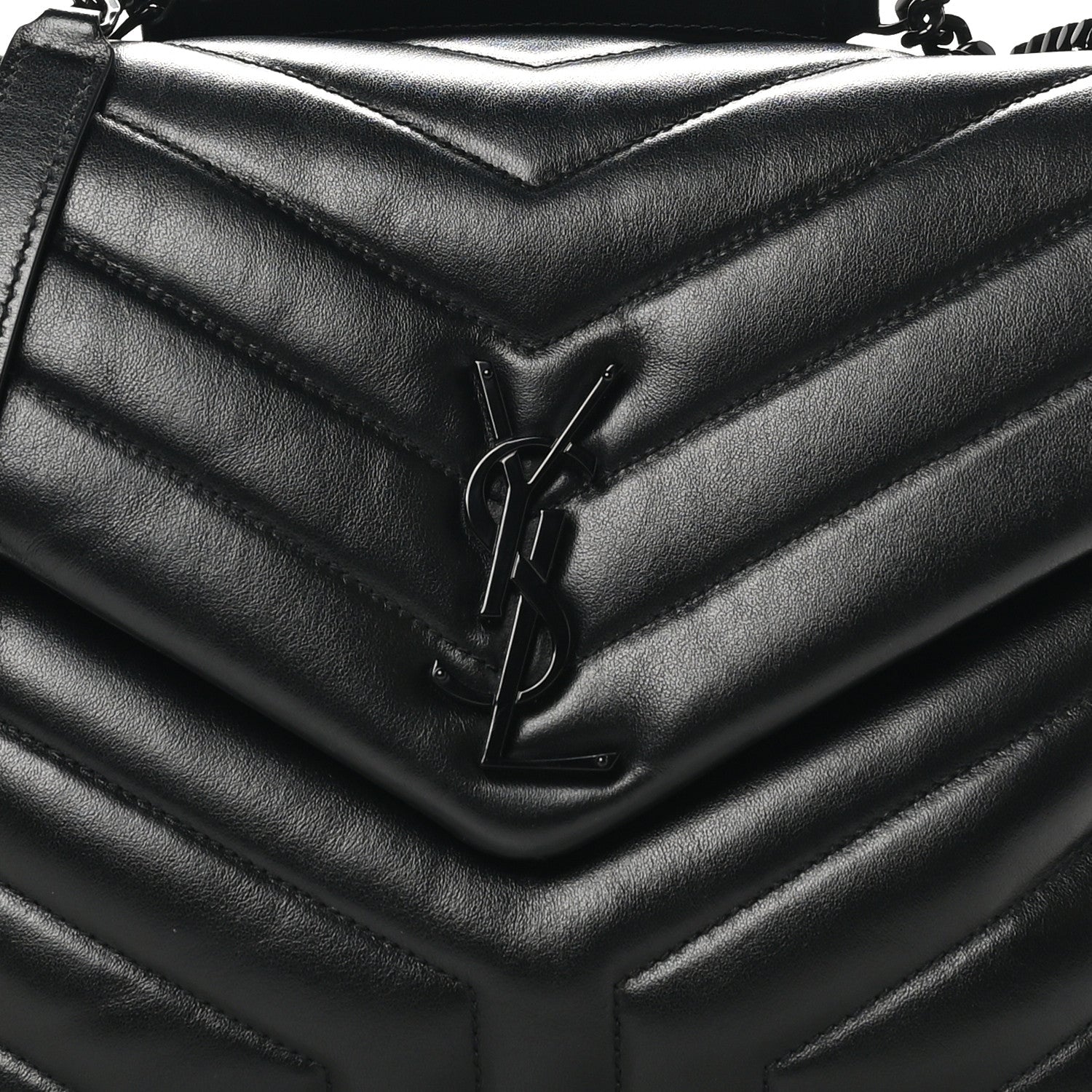Saint Laurent Calfskin Y Quilted Monogram Monochrome Medium Loulou Chain Satchel Black 8 of 10