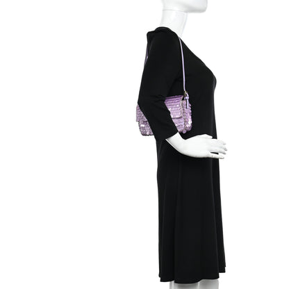 Fendi Satin Sequin Paillettes Shiny Nappa Mini Baguette 1997 Lilla 2 of 12