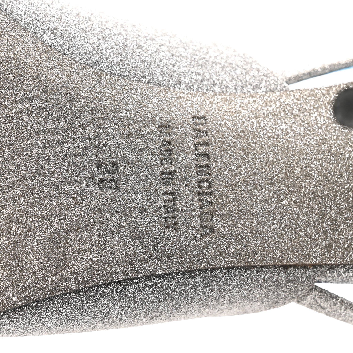 Balenciaga Glitter Toe Knife Slingback Mules 38 Silver Blue