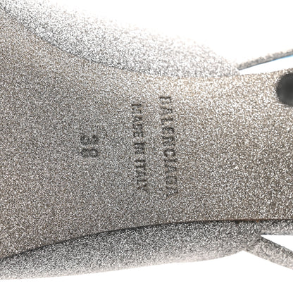 Balenciaga Glitter Toe Knife Slingback Mules 38 Silver Blue 7 of 9