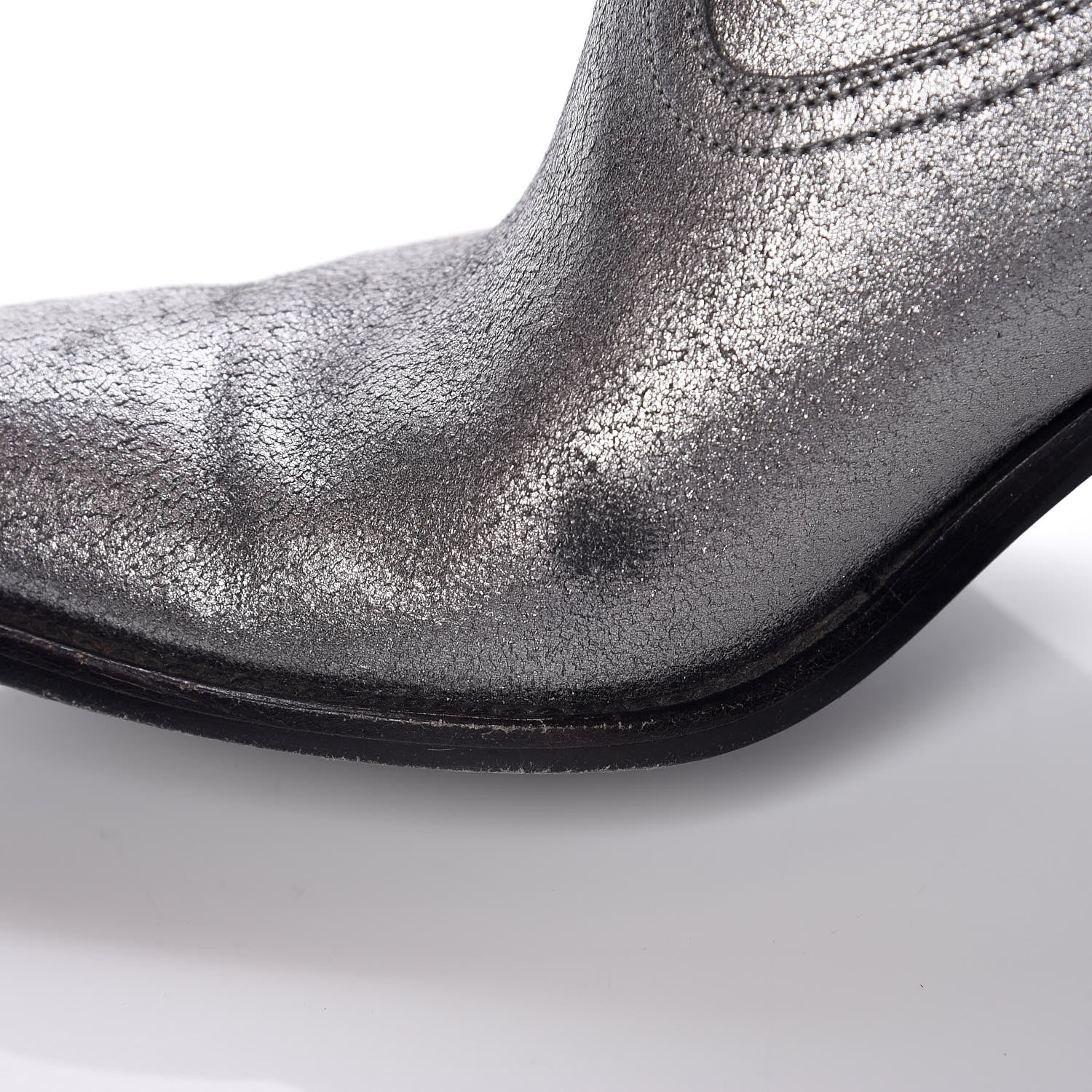 Saint Laurent Metallic Suede Curtis Ankle Boots 39 Dark Silver 17 of 22