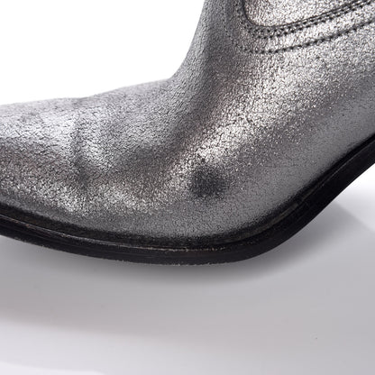 Saint Laurent Metallic Suede Curtis Ankle Boots 39 Dark Silver 17 of 22