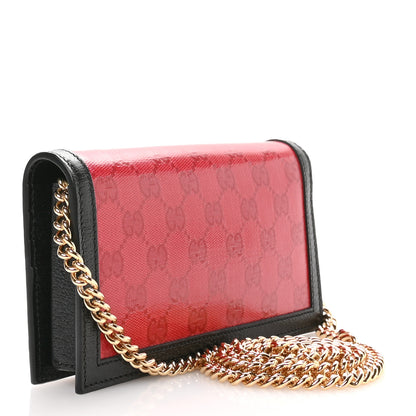 Gucci X ADIDAS Monogram Textured Dollar Calfskin Trefoil Embossed Wallet On Chain Hibiscus Red Off White Black 3 of 11