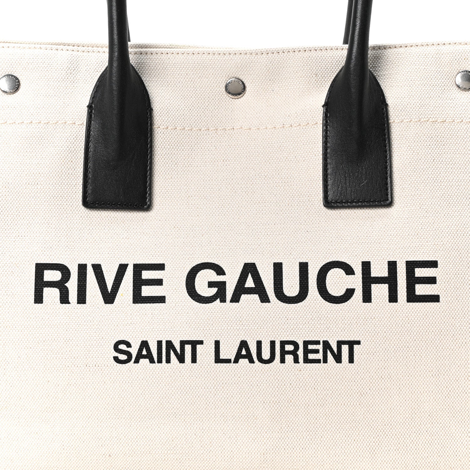 Saint Laurent Linen Calfskin Small Rive Gauche Tote Greggio Natural 8 of 10
