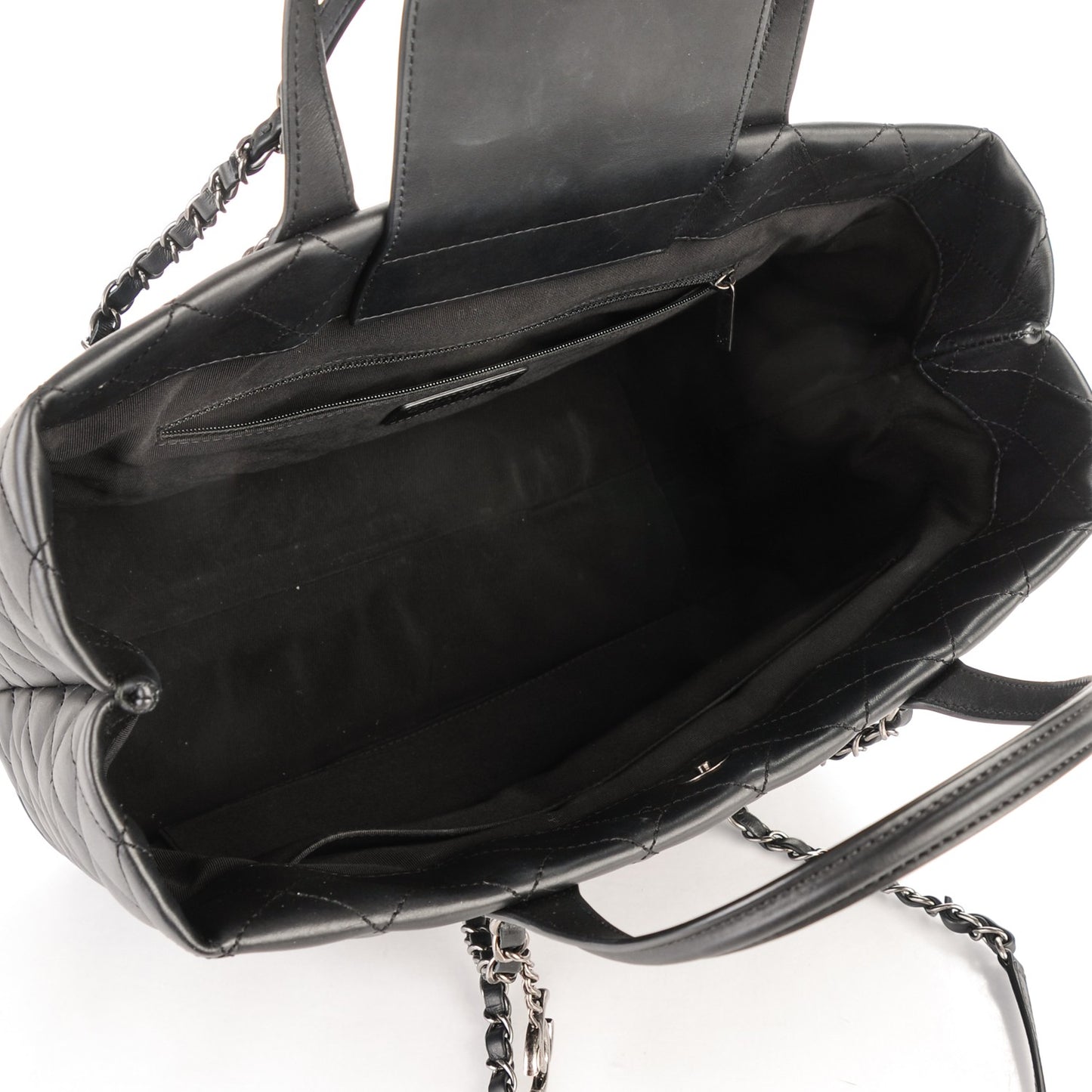 Calfskin Quilted Large Easy Shopping Tote Black
