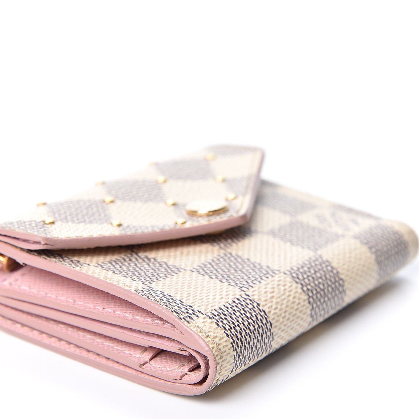 Damier Azur Studded Zoe Wallet Rose Ballerine