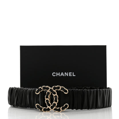 Chanel Lambskin Ruched Chain CC Belt 80 32 Black 5 of 5