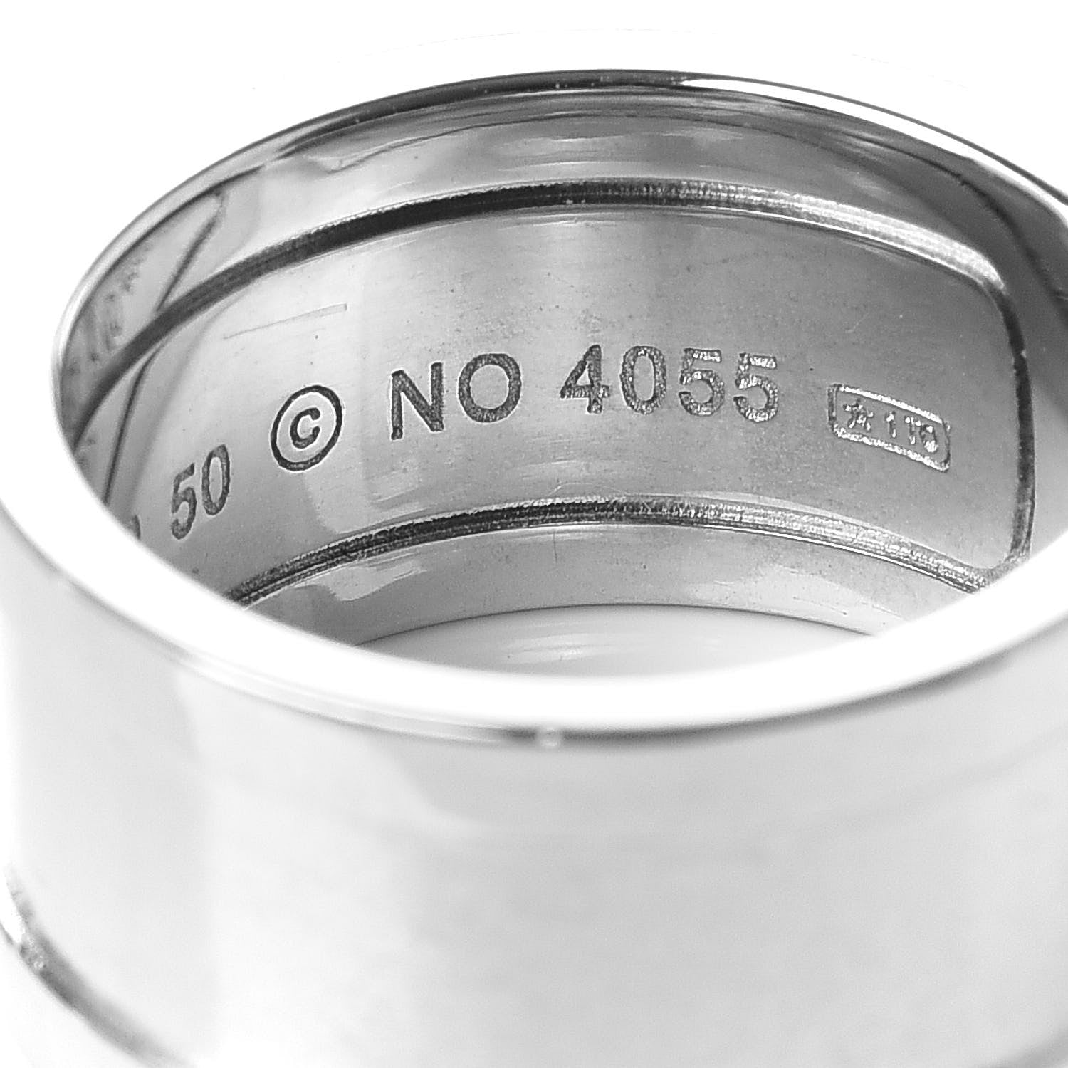Cartier 18K White Gold Diamond 10mm Logo De Ring 50 5.25 5 of 5