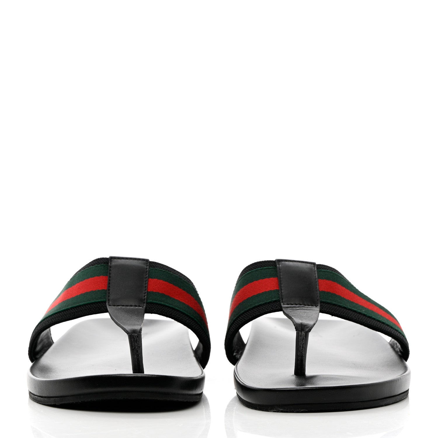 Gucci Nylon Calfskin Web Mens Thong Sandals 9 Green Red Black 2 of 15