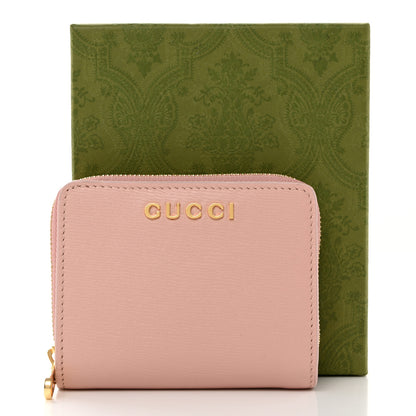 Gucci Textured Calfskin Script Logo Mini Wallet Perfect Pink 9 of 9