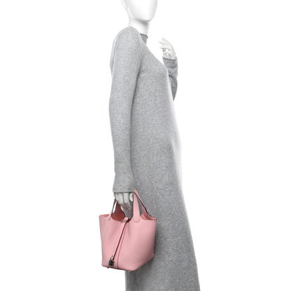 Hermes Taurillon Clemence Picotin Lock 18 PM Rose Sakura 2 of 10