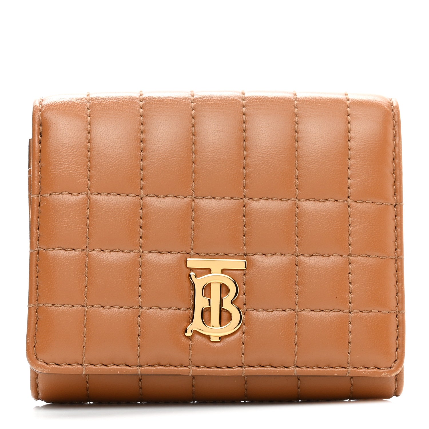 Burberry Lambskin Quilted Small Lola Folding Wallet Maple Brown 1 of 13