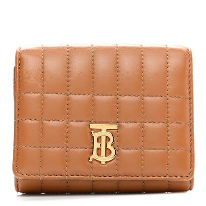 Burberry Lambskin Quilted Small Lola Folding Wallet Maple Brown 1 of 13
