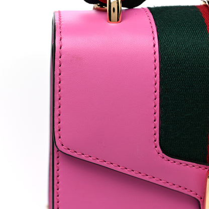Gucci Vitello Fontanella Web Mini Sylvie Chain Shoulder Bag Pink Tropical Flower 12 of 12