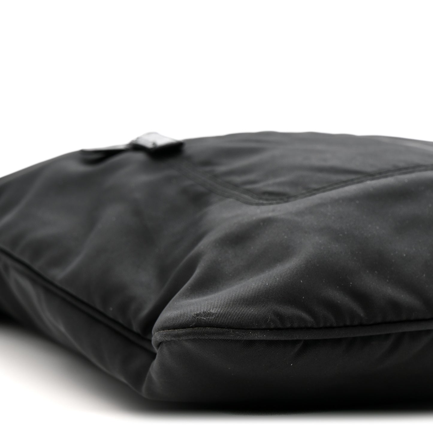 Nylon Flat Messenger Bag Black