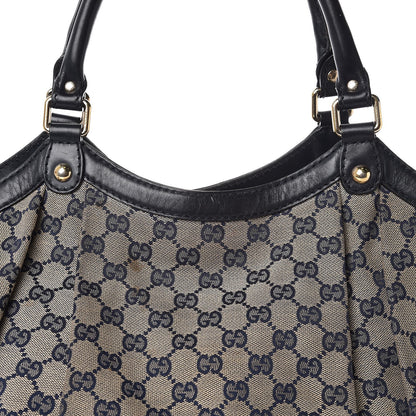 Gucci Monogram Calfskin Large Sukey Tote Beige Blue 15 of 23