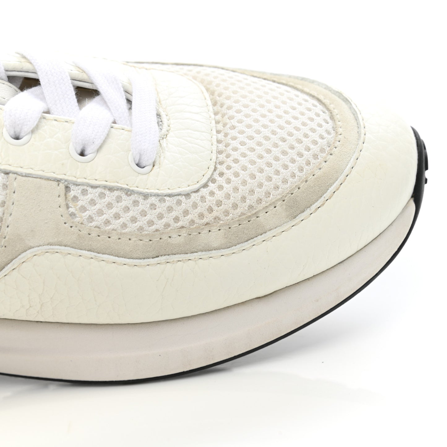 Calfskin Mesh Lycra Suede Womens Logo Sneakers 39 White