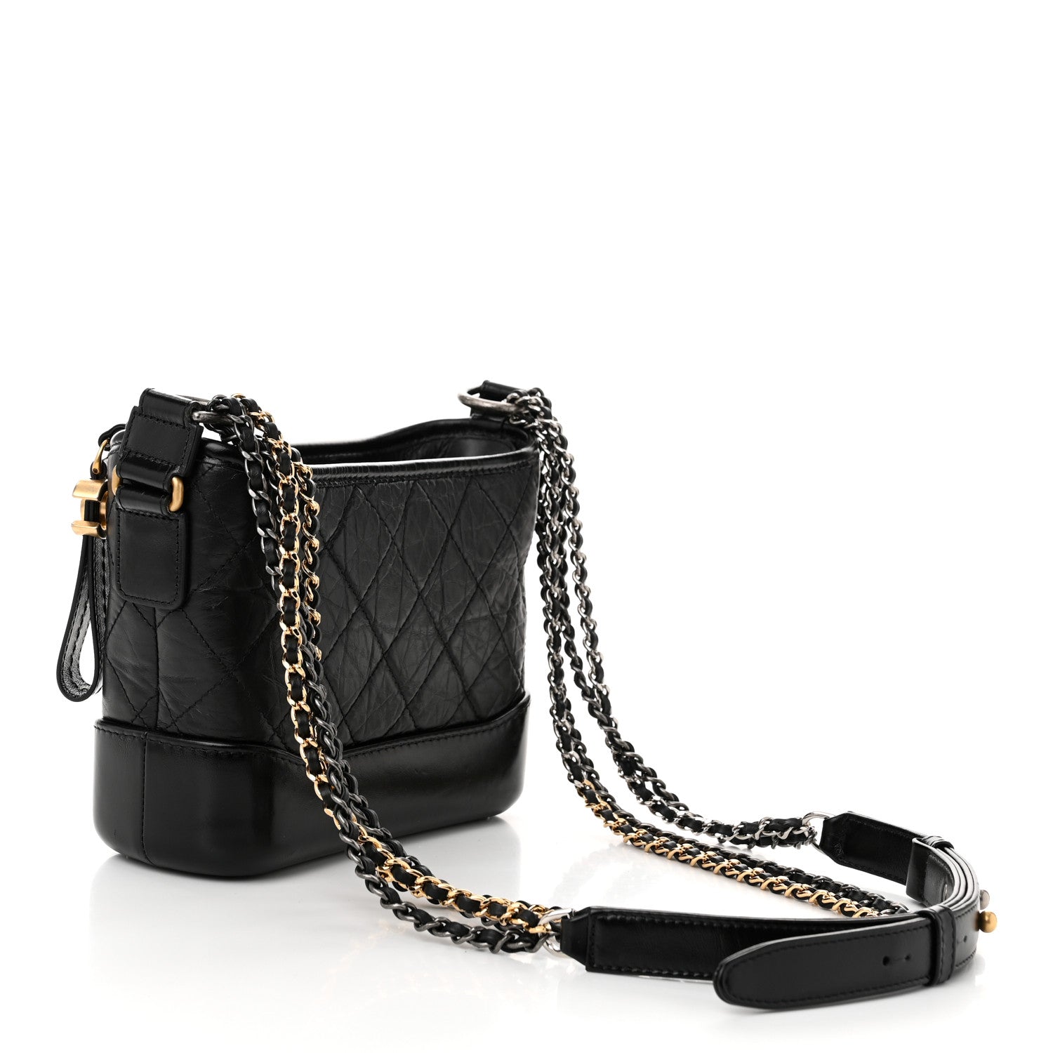 Chanel Aged Calfskin Quilted Small Gabrielle Hobo Black 3 of 10