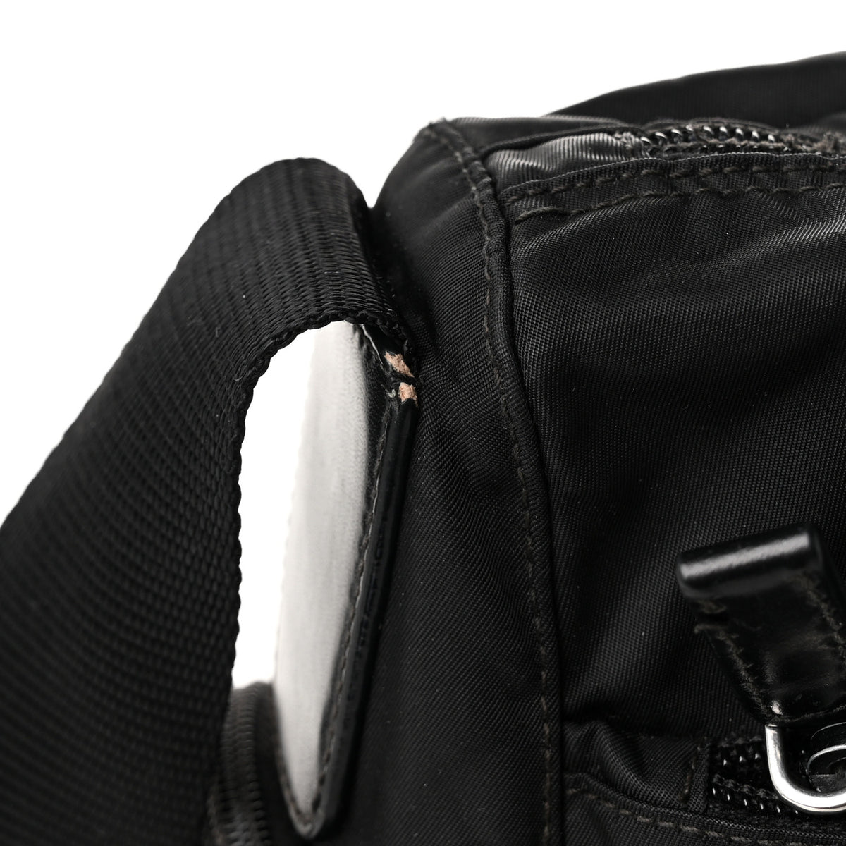 Prada Re-Nylon Vela Saffiano Pocket Double Zip Shoulder Bag Black 10 of 11
