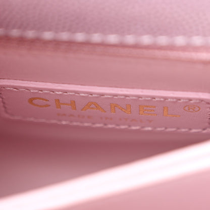 Chanel Metallic Caviar Quilted Extra Mini Coco Handle Flap Light Pink 6 of 12