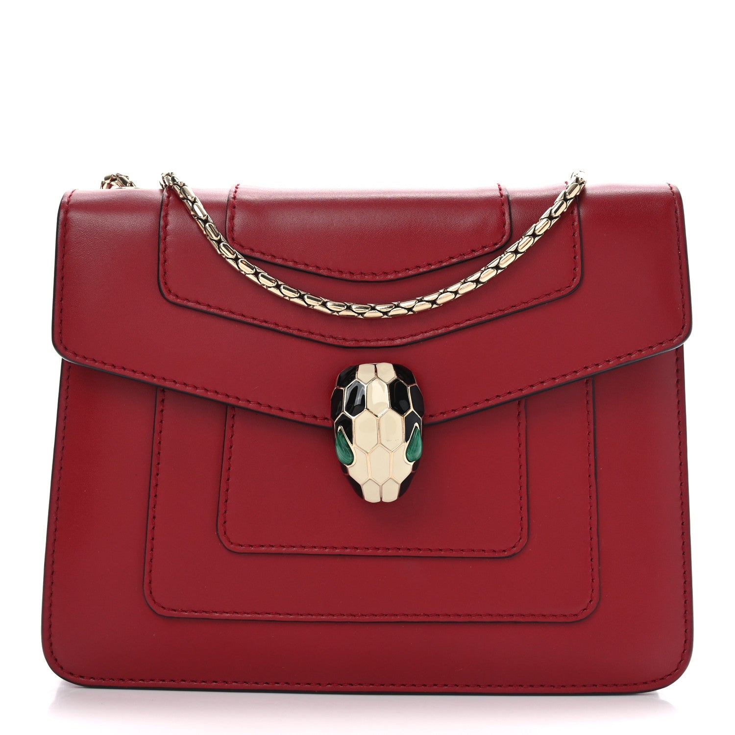 Bulgari Calfskin Small Serpenti Forever Snake Strap Crossbody Bag Red 1 of 9