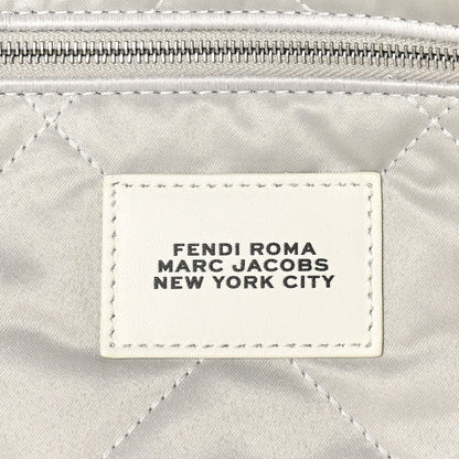 Fendi X MARC JACOBS Bleached Denim Logo Maxi Baguette Off White 6 of 9