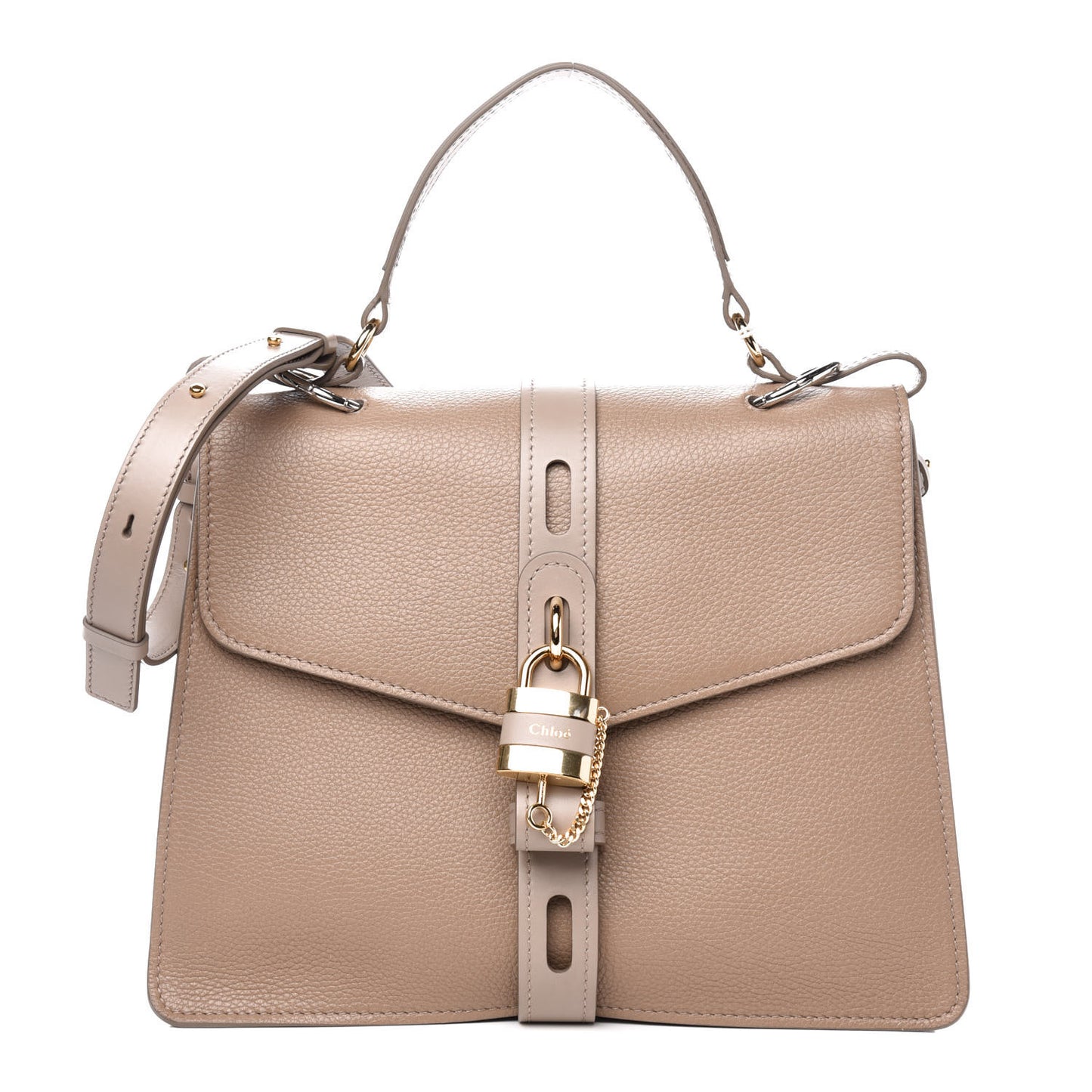 Grained Deerskin Shiny Calfskin Large Aby Day Shoulder Bag Motty Grey