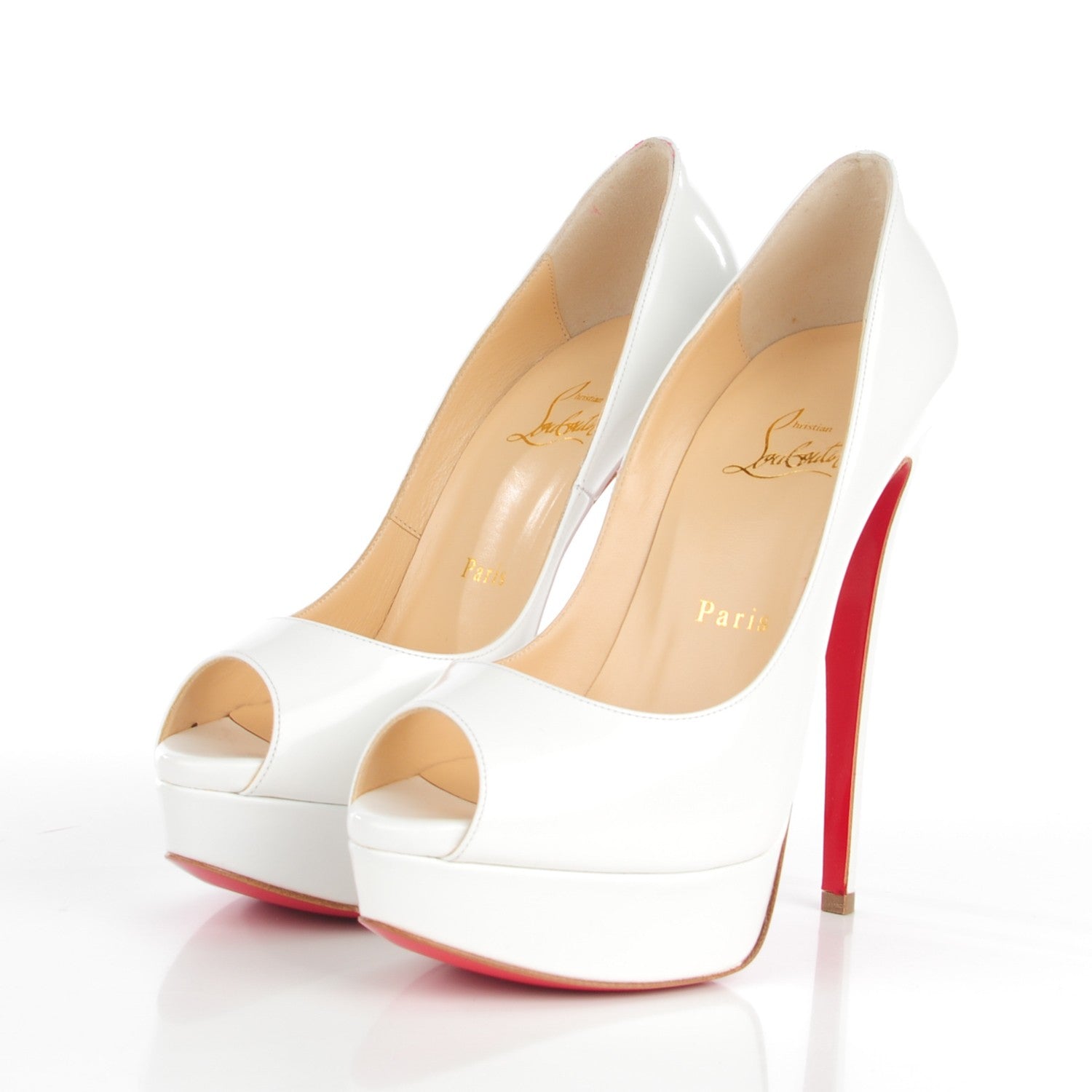 Christian Louboutin Jazz Calf Lady Peep 150 Pumps 37.5 White 3 of 7