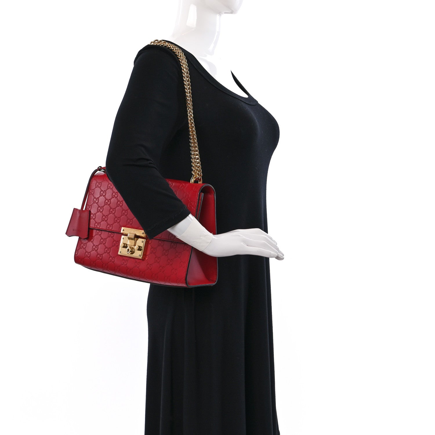 Gucci Guccissima Medium Padlock Shoulder Bag Hibiscus Red 2 of 11