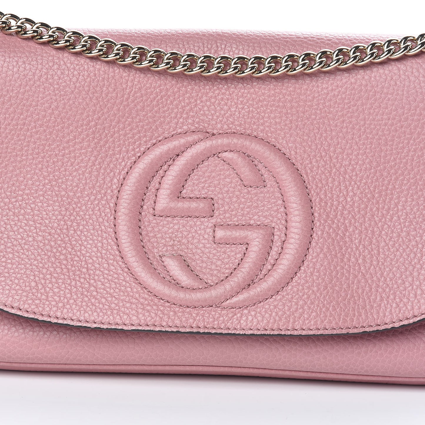 Pebbled Calfskin Medium Soho Flap Crossbody Pink