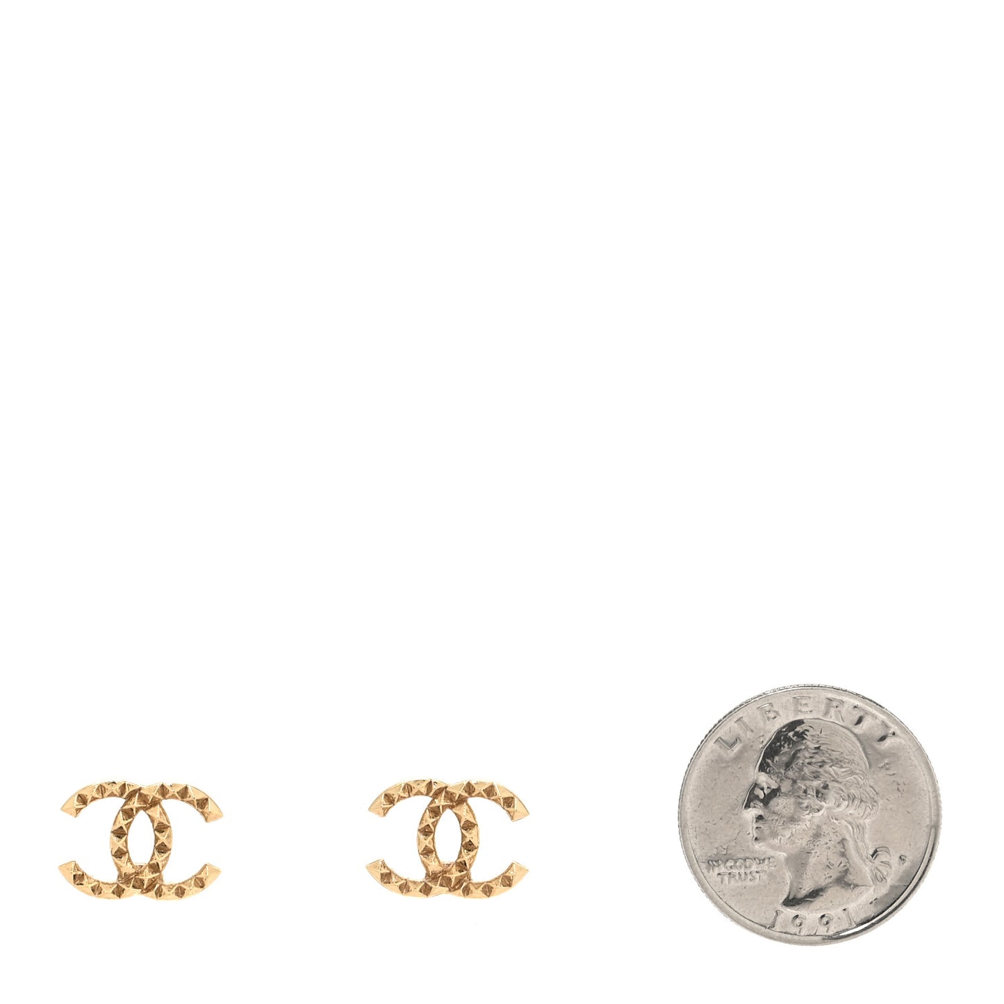 Studded CC Earrings Gold