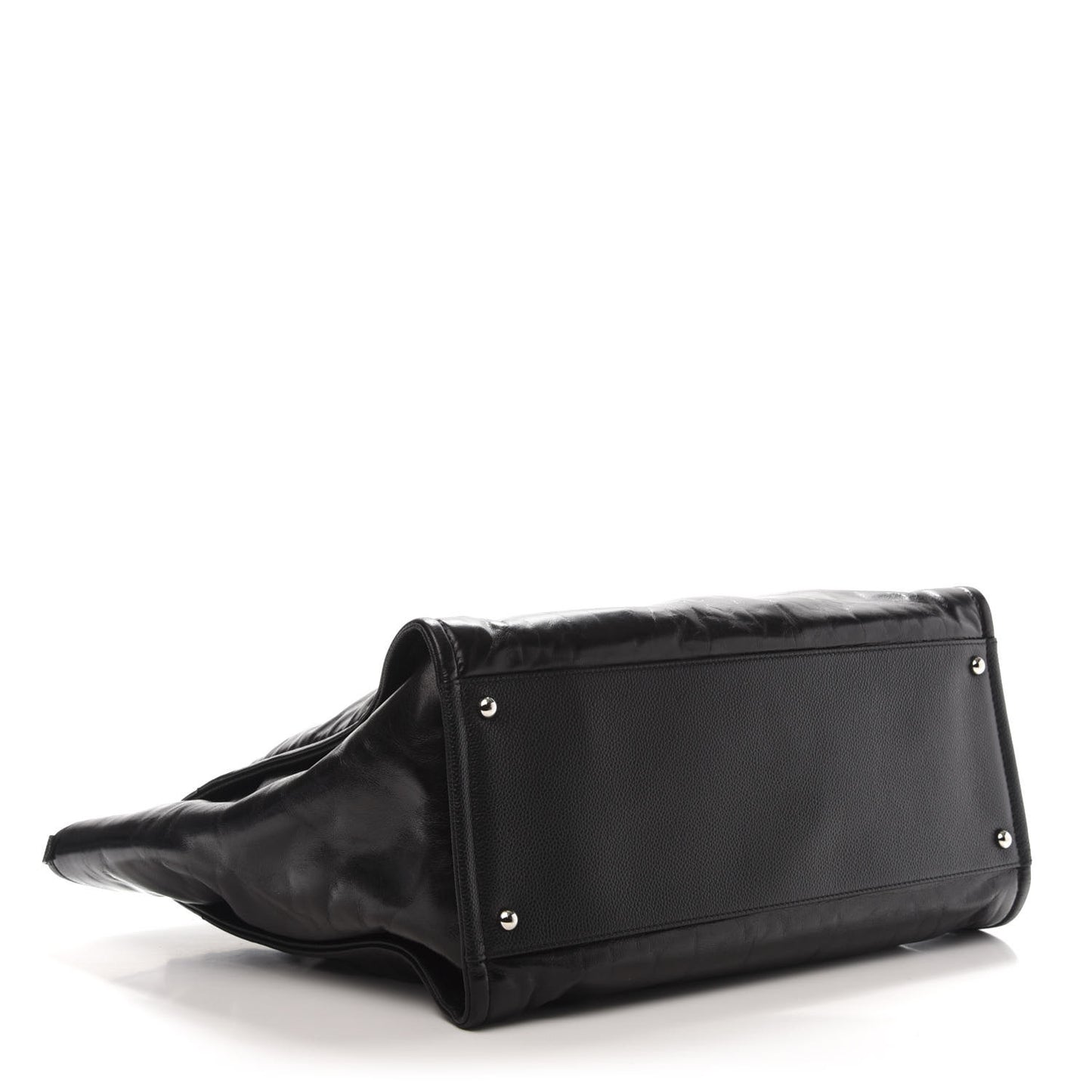 Glazed Calfskin Medium Deauville Tote Black