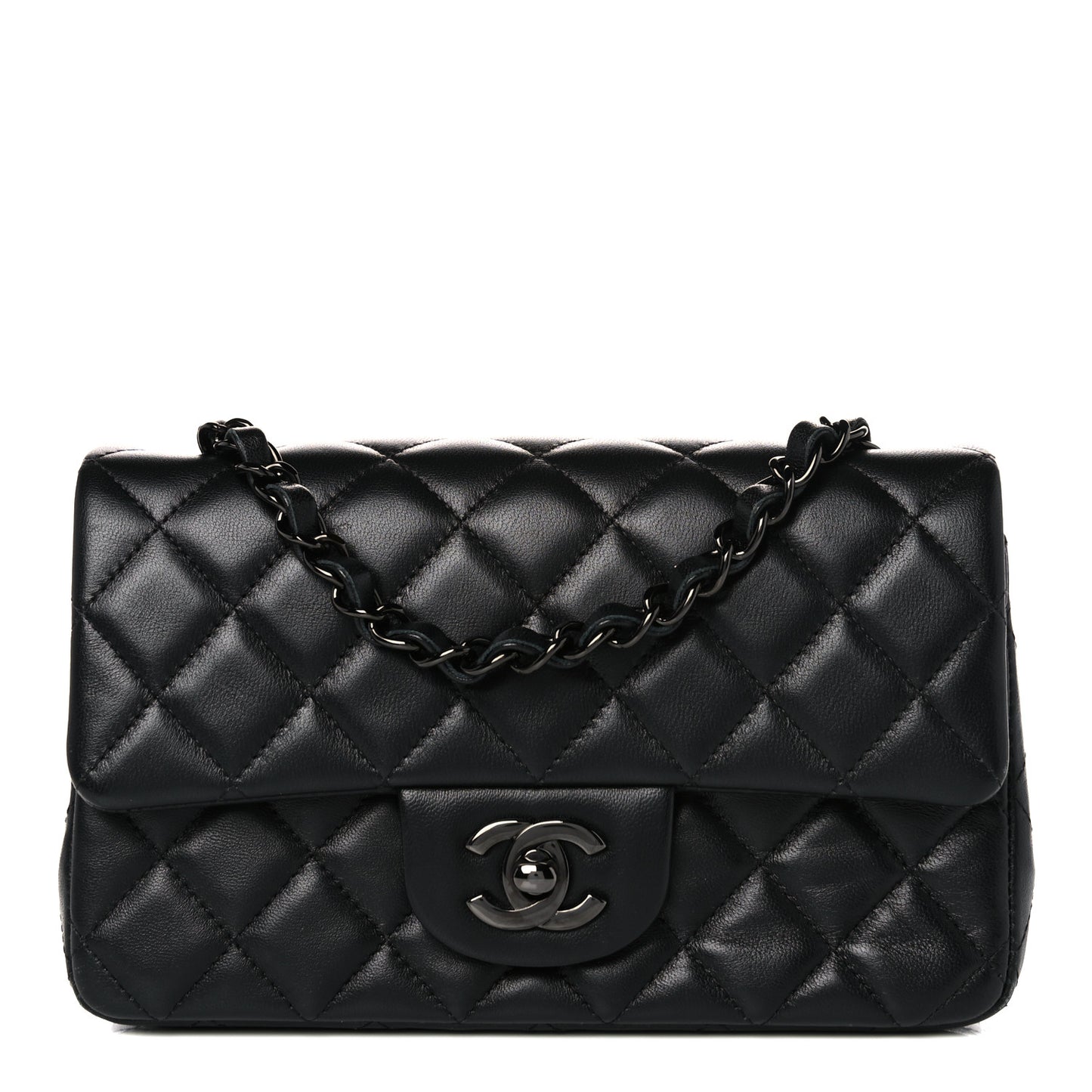 Lambskin Quilted Mini Rectangular Flap So Black