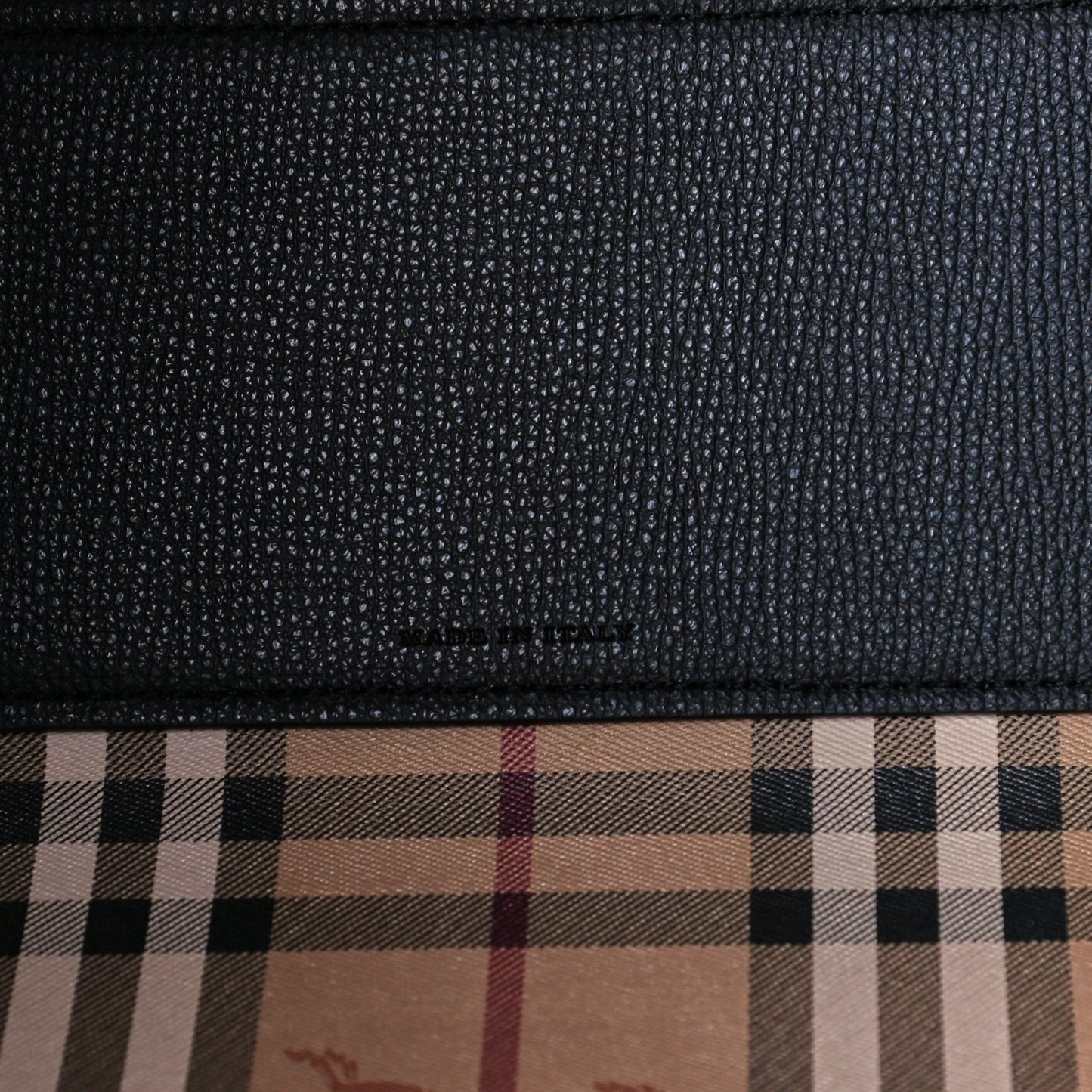 Grainy Calfskin Haymarket Check Small Reversible Tote Black