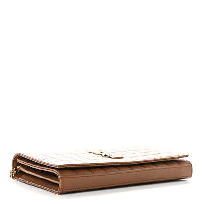 Saint Laurent Lambskin Carre Quilted Cassandre Chain Wallet Brown 4 of 13