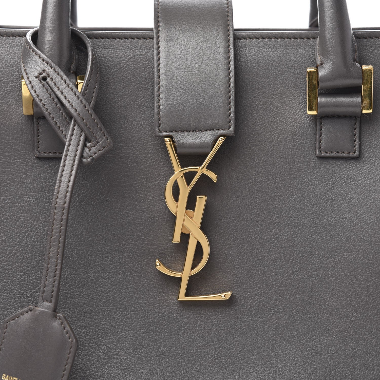 Saint Laurent Calfskin Small Monogram Cabas Grey 12 of 12