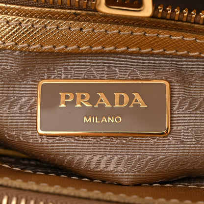 Prada Metallic Saffiano Lux Mini Galleria Double Zip Tote Platino 6 of 10