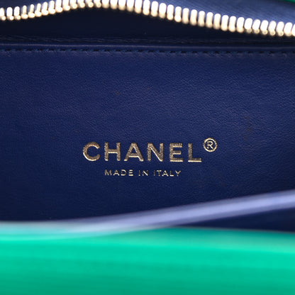 Chanel Jersey Quilted Small CC Filigree Vanity Case Blue Green 6 of 10