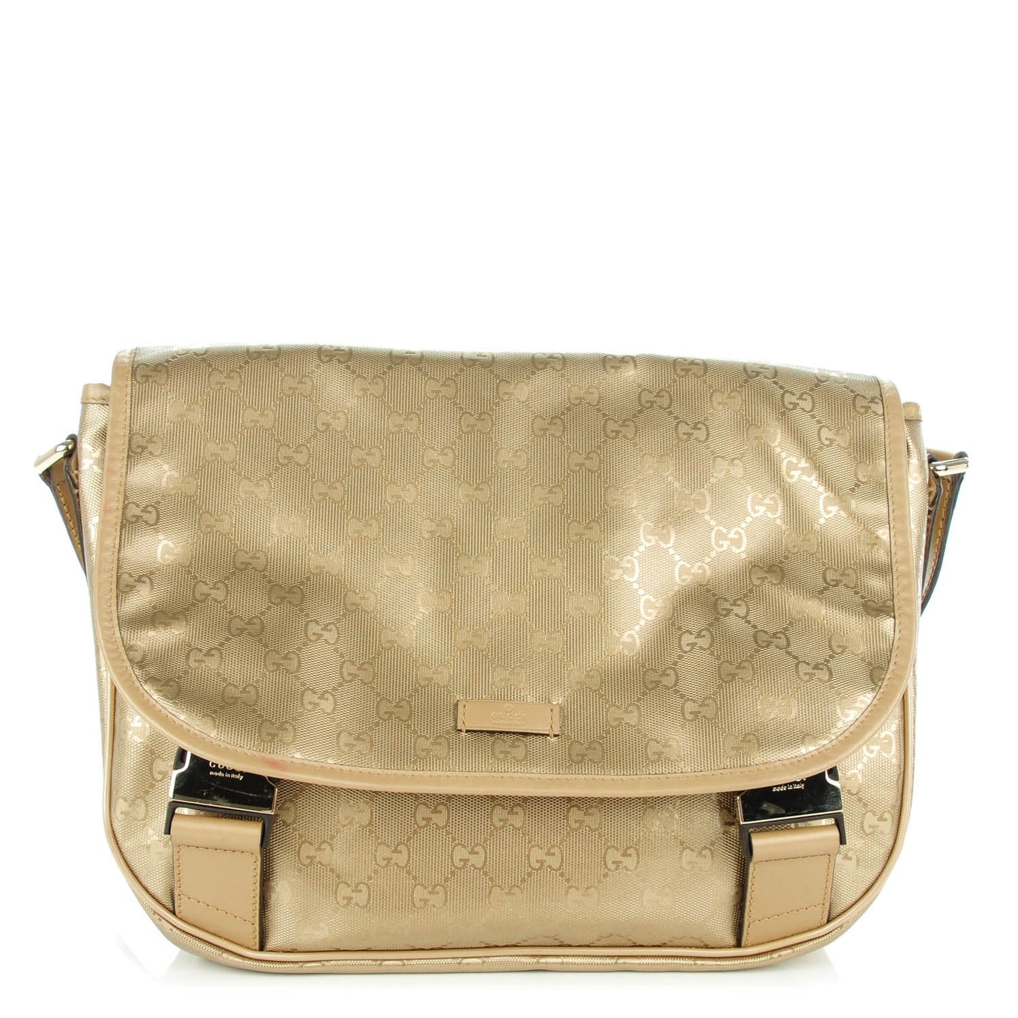 Imprime Monogram Medium Double Buckle Flap Messenger Bag Champagne