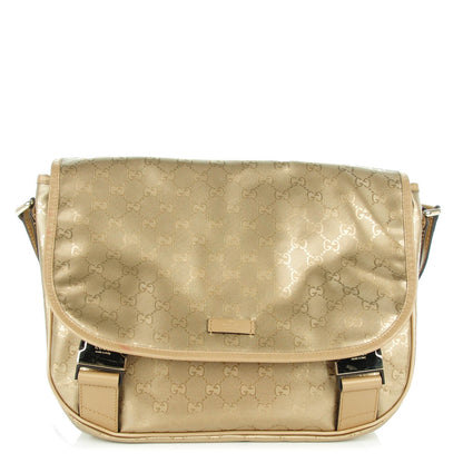Gucci Imprime Monogram Medium Double Buckle Flap Messenger Bag Champagne 1 of 7