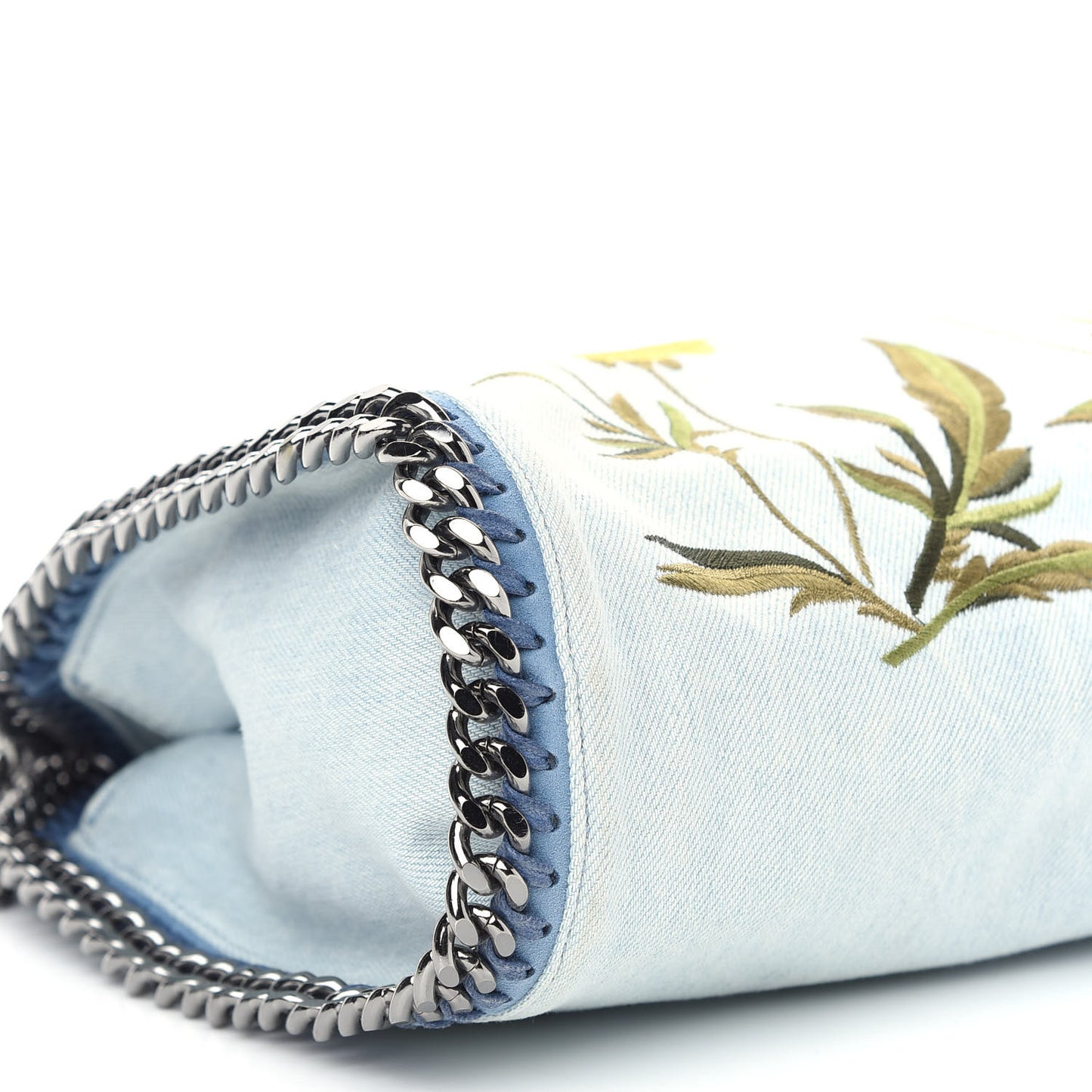 Denim Flower Mini Falabella Tote Blue